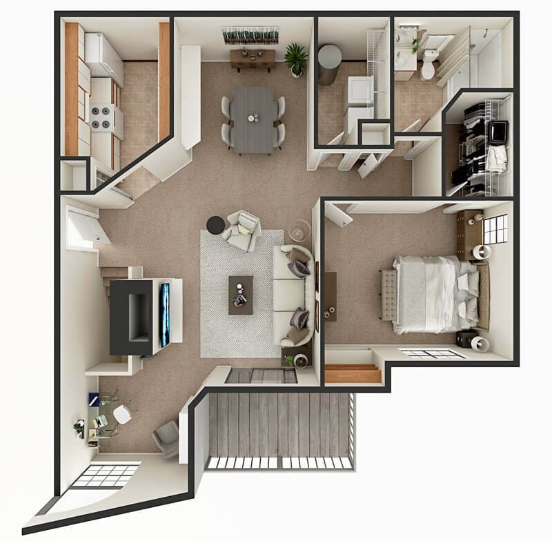 Floor Plan - Ashbury D 2nd Floor With Fireplace and Den
