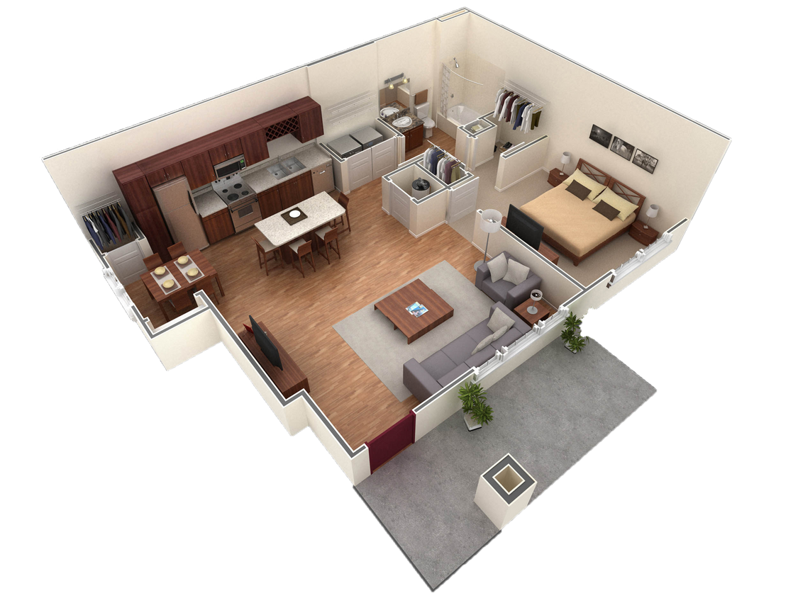 Floor Plan - 1 BR Grand Courtyard
