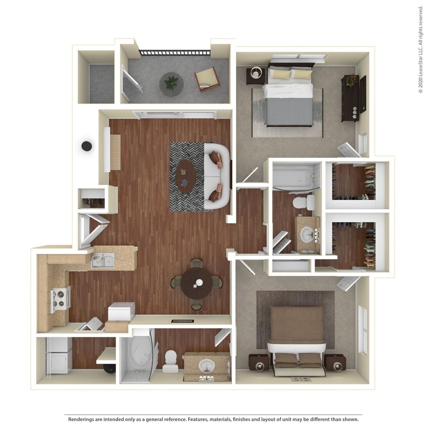 Floor Plan - 2 Bed 2 Bath 1204 SqFt (1110 Net)