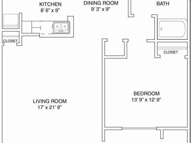 1BR/1BA - One Bedroom Lg