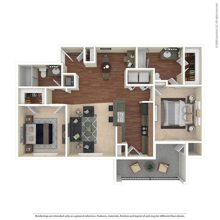 Floor Plan - 2 Bed 2 Bath 1208 SqFt Garage (1067 Net)