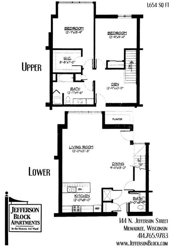 2 Bed + Den / 1.5 Bath Townhouse - 1,654 SF - 2 Bed / 1.5 Bath + Den + Townhouse - 1,654 SF