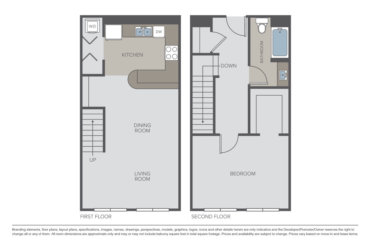 Plan AT1 - 1 Bed / 1 Bath Townhome - Plan 1G Townhome