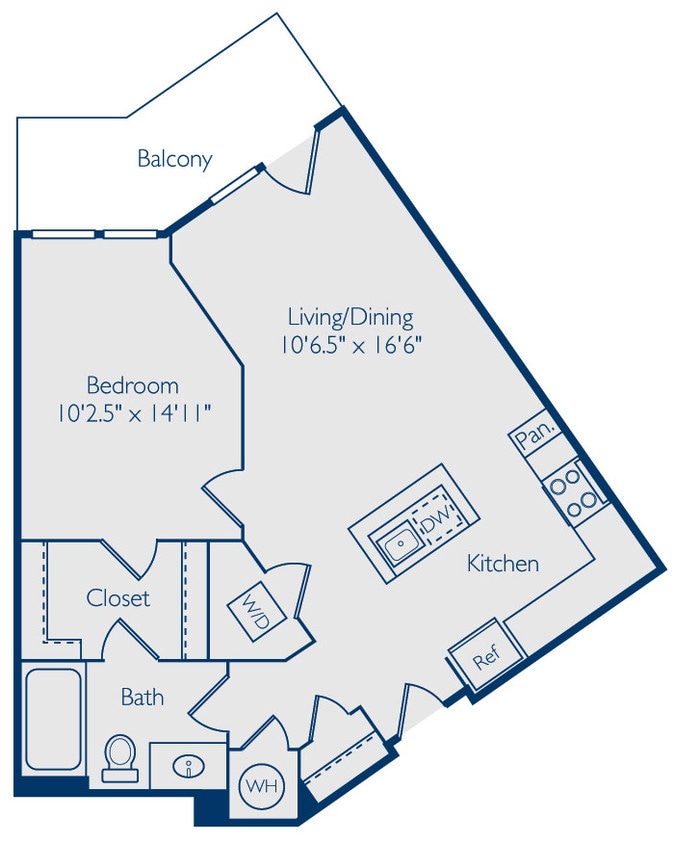 Floor Plan - 1 Bed 1 Bath A1E
