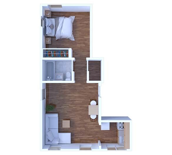 Floor Plan - 1 Bedroom Floor Plan A3 672 2F