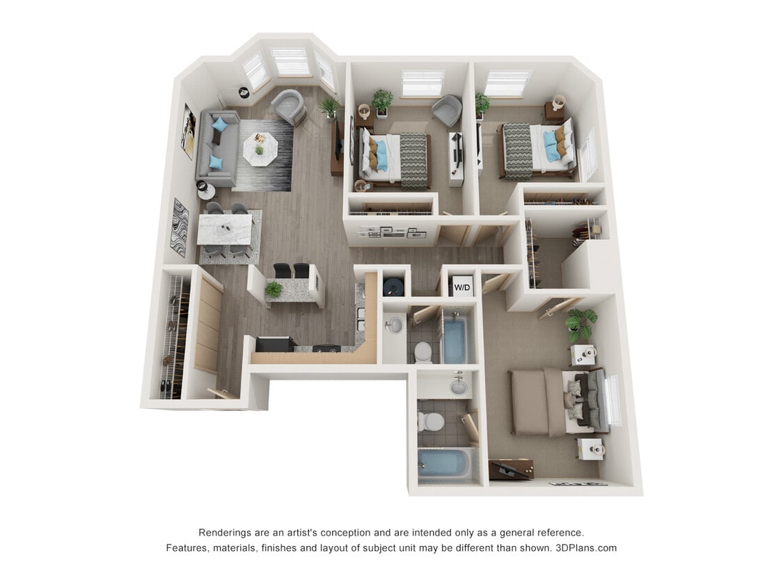 Floor Plan - 3 Bed 2 Bath(3B2B)