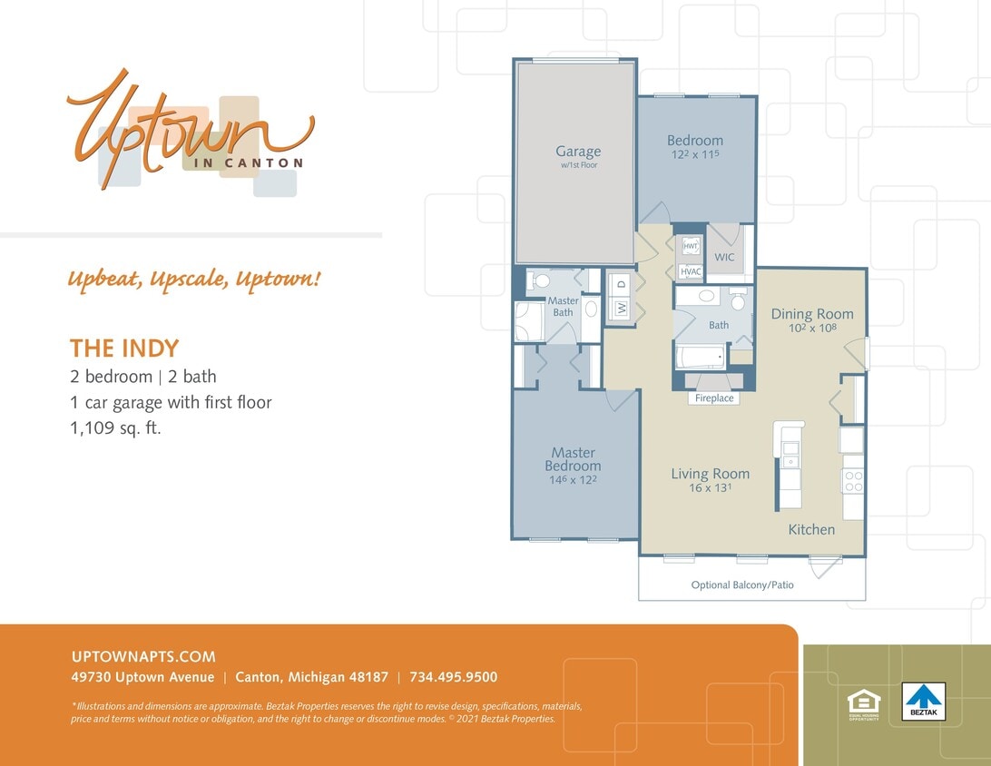 Floor Plan - The Indy - first floor apartments include a 1 c...