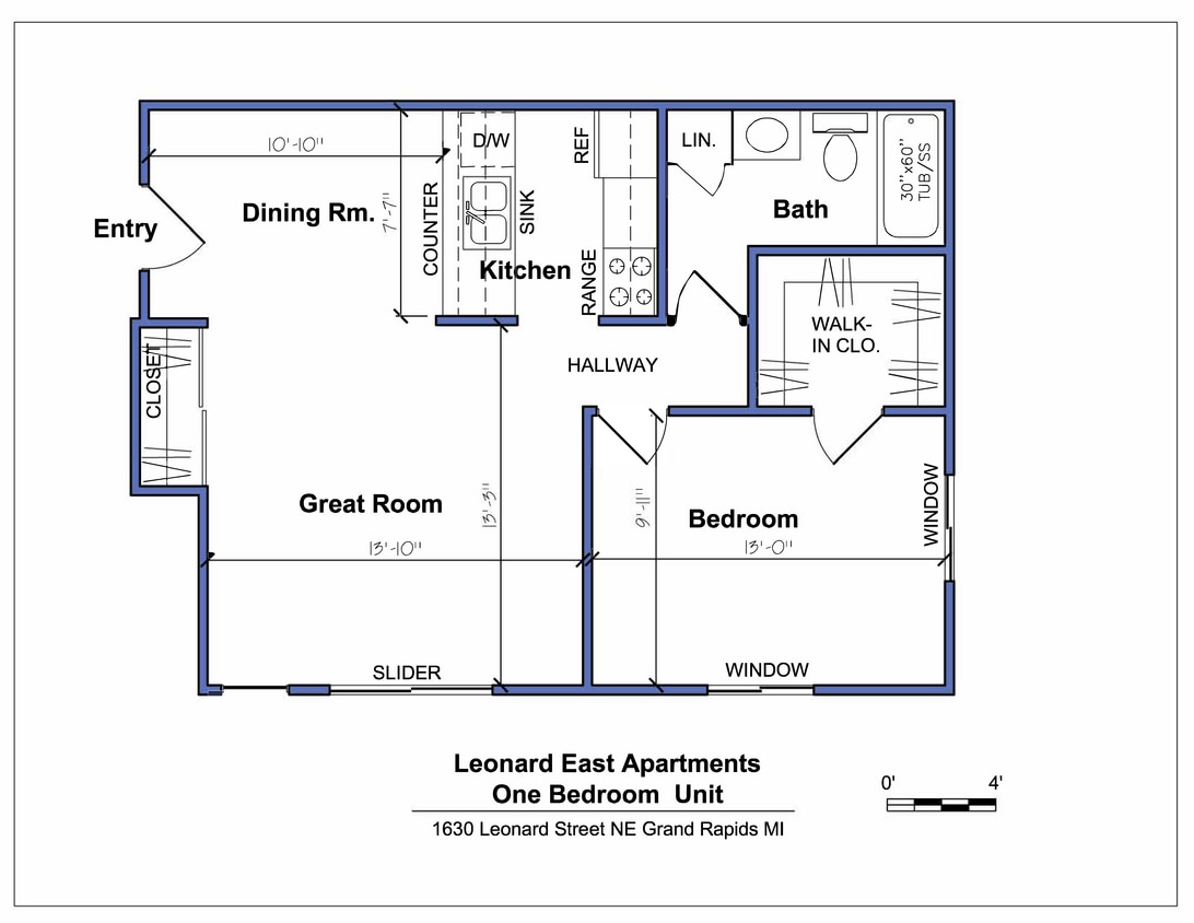 Floor Plan - 1 Bedroom, 1 Bathroom