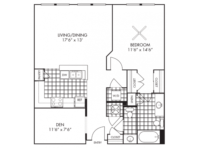 Floor Plan - 1B-D Den