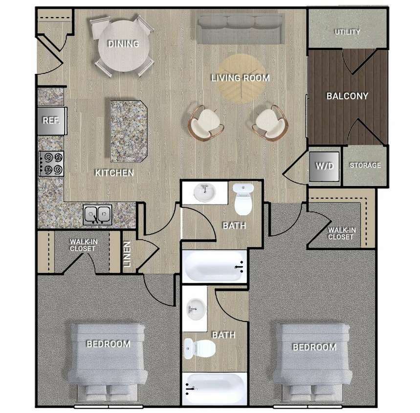 Birch (B1) - 2 Bedroom, 2 Bathroom
