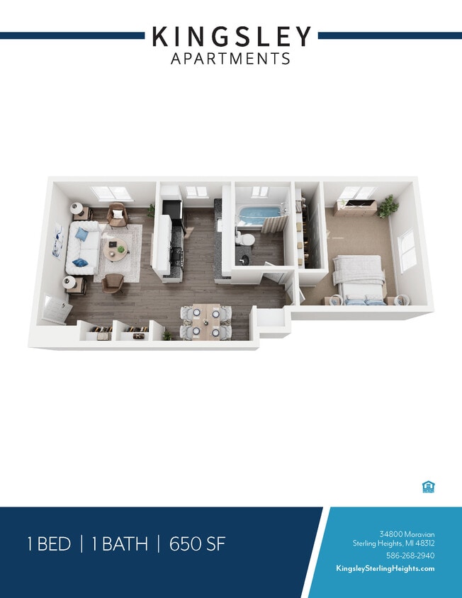 Floor Plan - 1 Bedroom 1 Bathroom