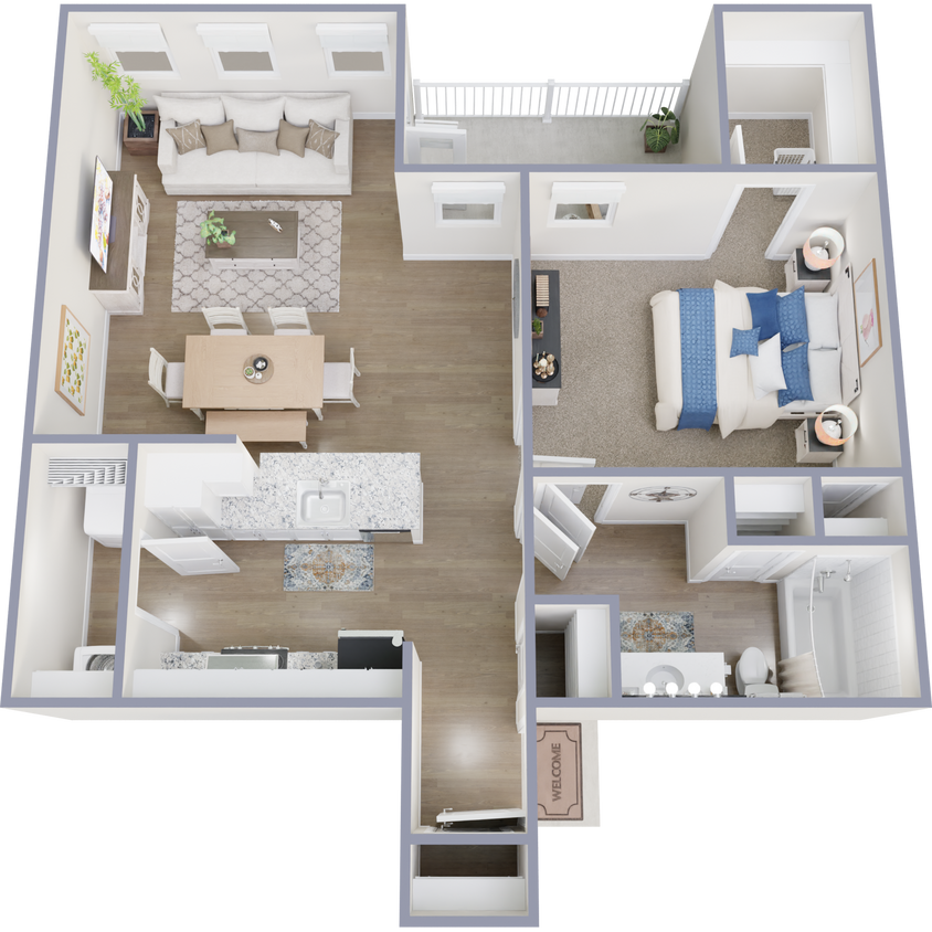 Floor Plan - A1 - 1 Bedroom 1 Bath