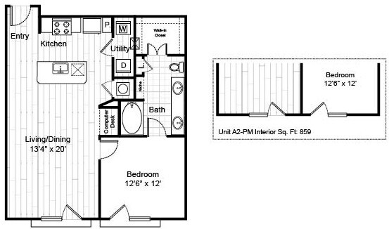 Virage - A2 - 1 Beds - 1 Baths - 859 Sq. ft. - A2