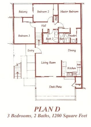 Floor Plan - 3 Bedroom 2 Bath Split Level Downstairs