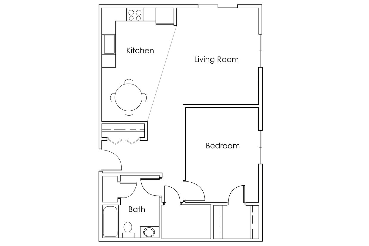 Floor Plan - 1 Bedroom 1 Bathroom 780 - D