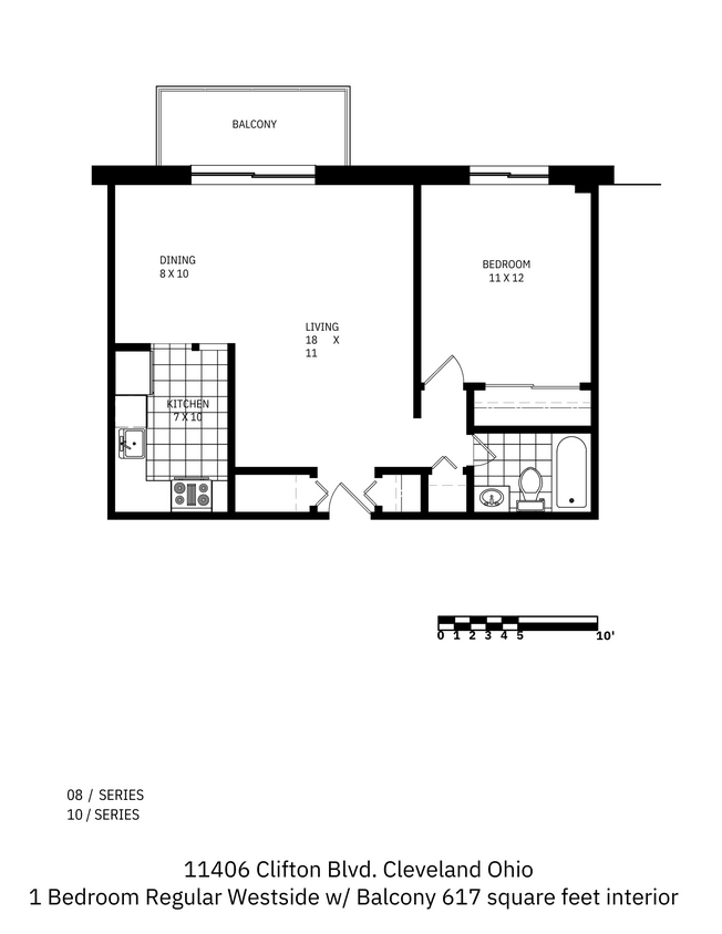 Floor Plan - 1 Bedroom 1 Bath W
