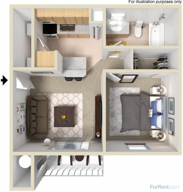 1 Bedroom 1 Bath A - 1 Bedroom 1 Bath