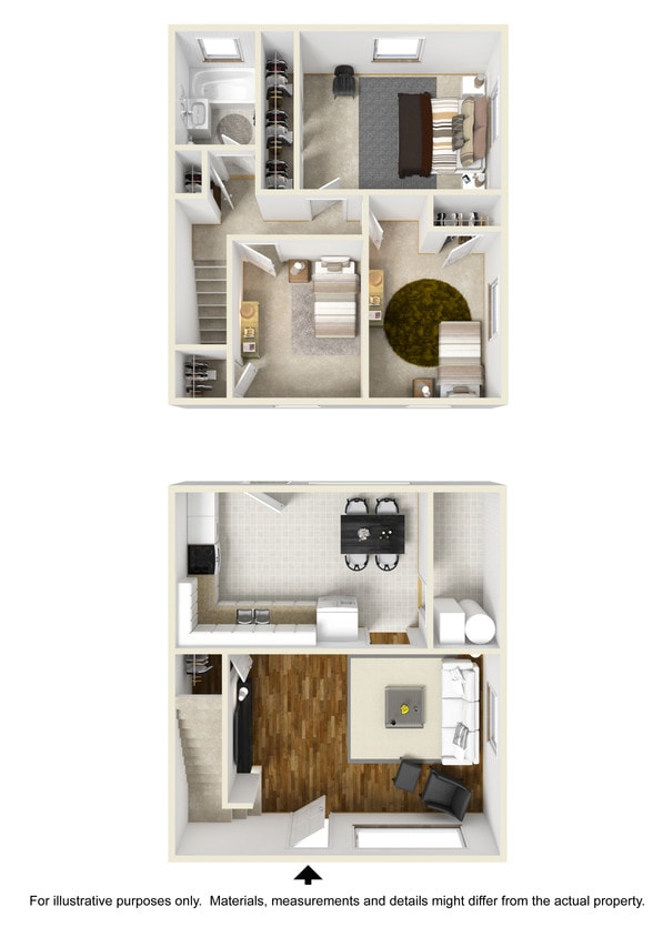 Floor Plan - Three Bedroom Townhome