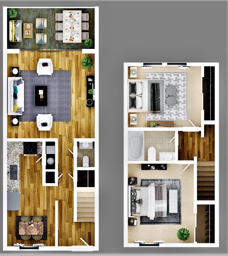 Floor Plan - Two Bedroom 1.5 Bath TH