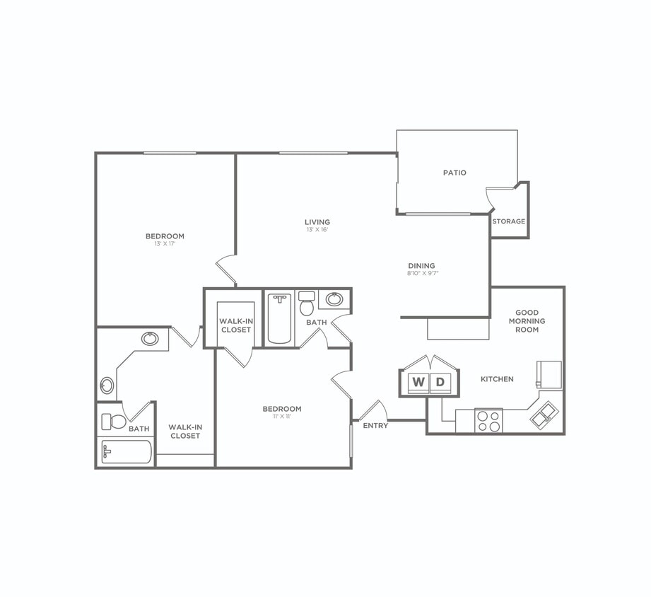 Two Bedroom Two Bath (1269 SF) - Two Bedroom Two Bath (1269 SF)