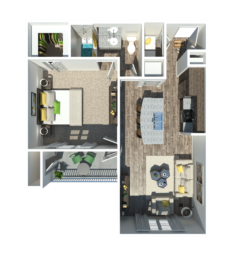 Floor Plan - The Monterey 1 BR | 1 BA