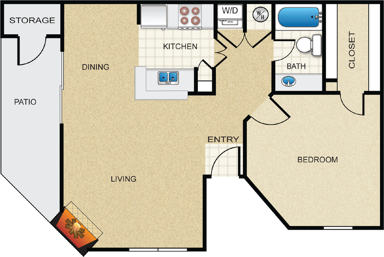 Floor Plan - 1x1 - 707 sf - A4-C