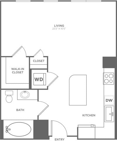 Studio (632 SF) - Studio (632 SF)