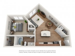 Floor Plan - 1 Bedroom 1 Bath - 58999