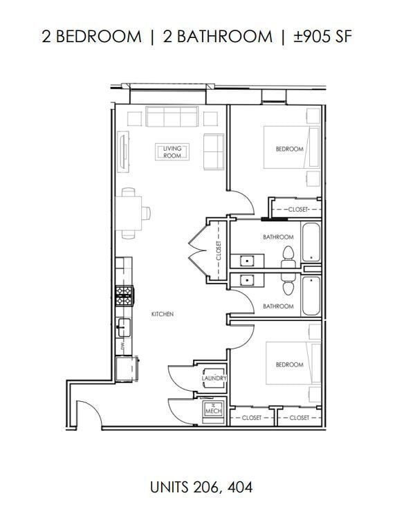 Floor Plan - Two Bedroom Two Bath 
