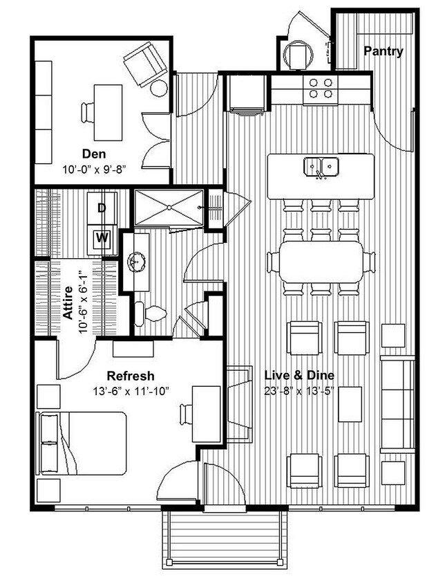Elegant 1 BR Den + Spa Shower, Gas Cooking - Elegant 1 BR Den +  Spa Shower, Gas Cooking