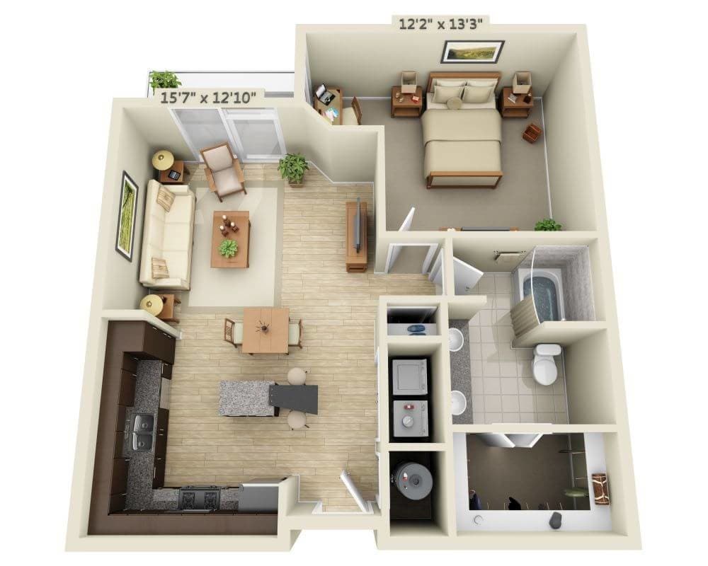 Floor Plan - One Bedroom A1D