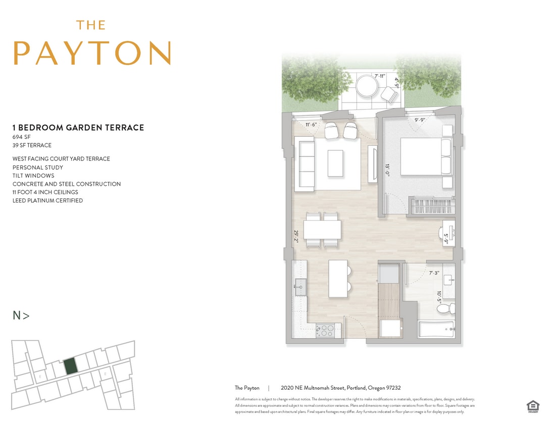Floor Plan - 1x1 Garden Classic