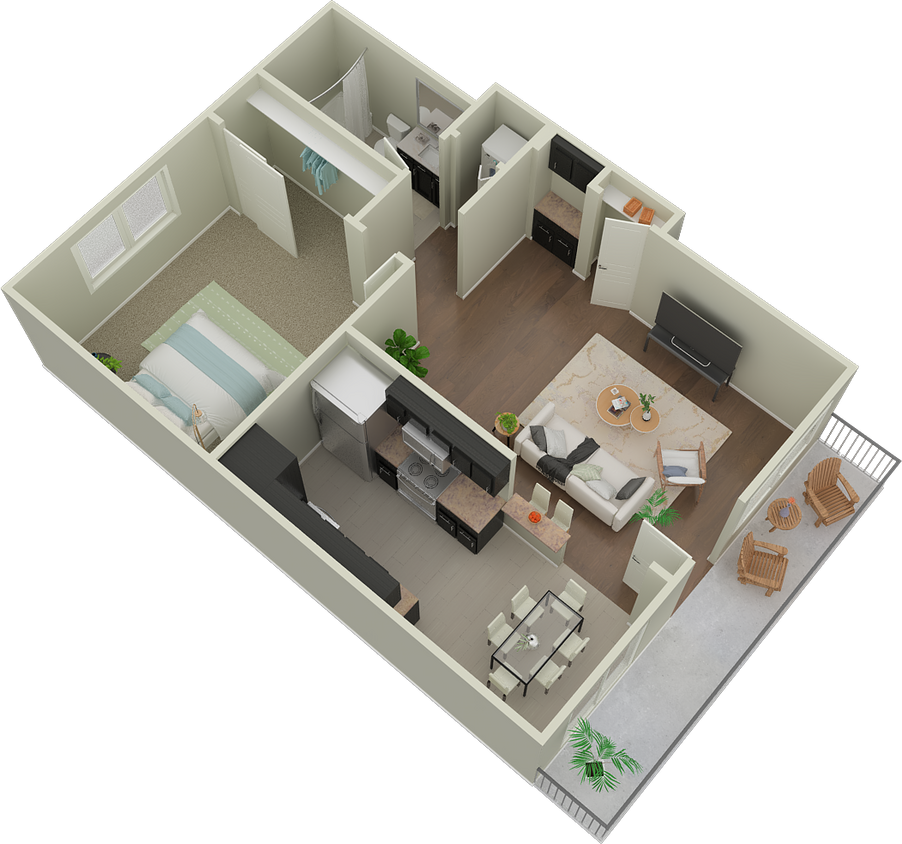 Floor Plan - 1BD, 1BTH