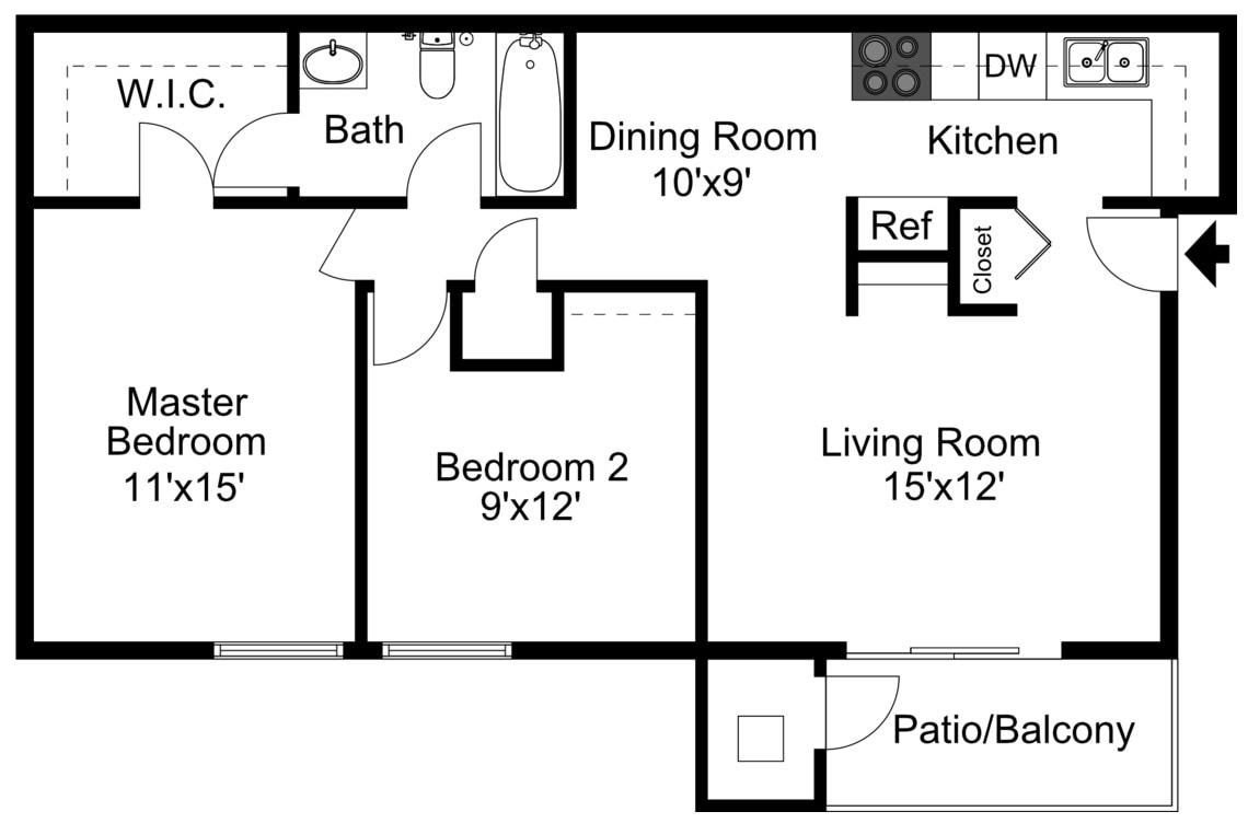 2B2B - Maple and Spruce - 825 Sq Ft - 2D.jpg - Spruce - 3rd Floor
