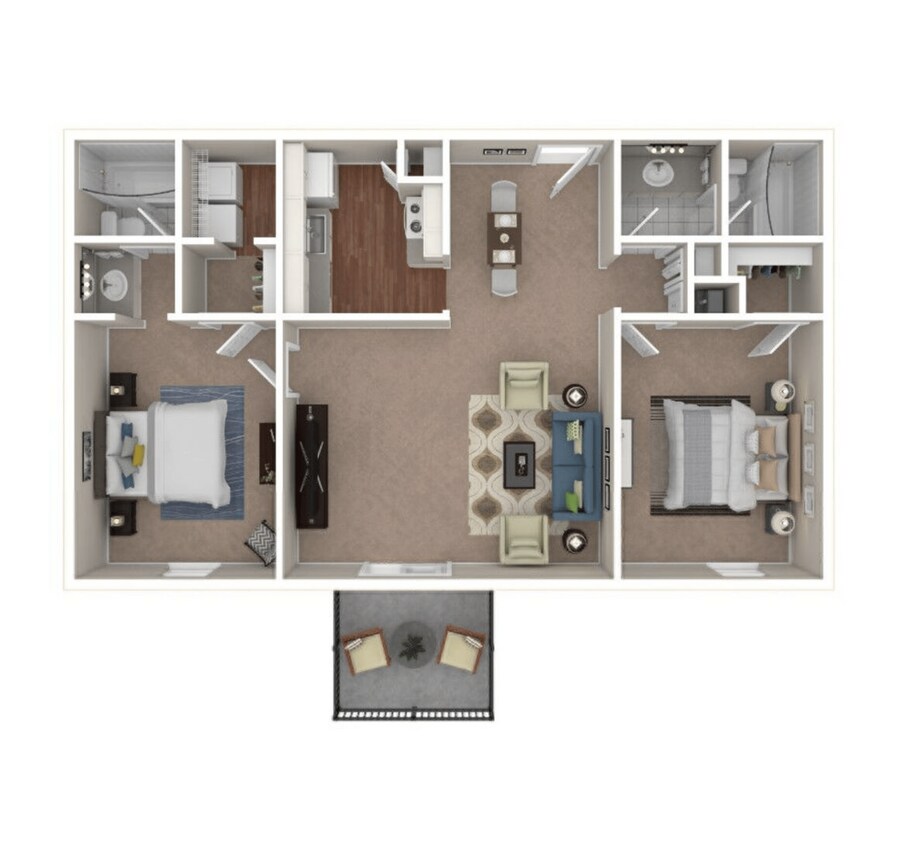 Floor Plan - 2 Bedroom 2 Bathroom 