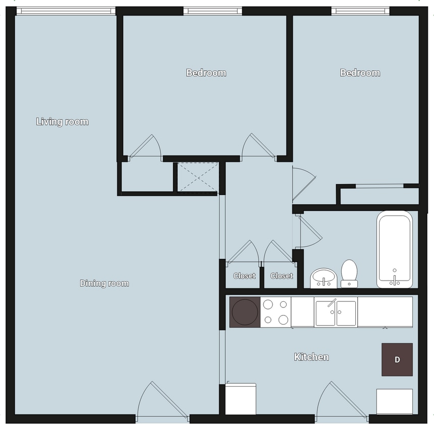 Floor Plan - 2 Bedroom Gardens I