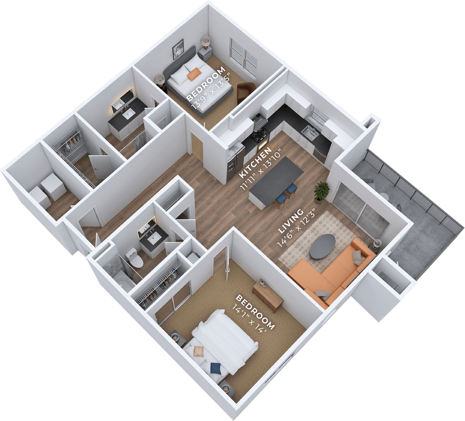 Floor Plan - B2 Two Bedroom