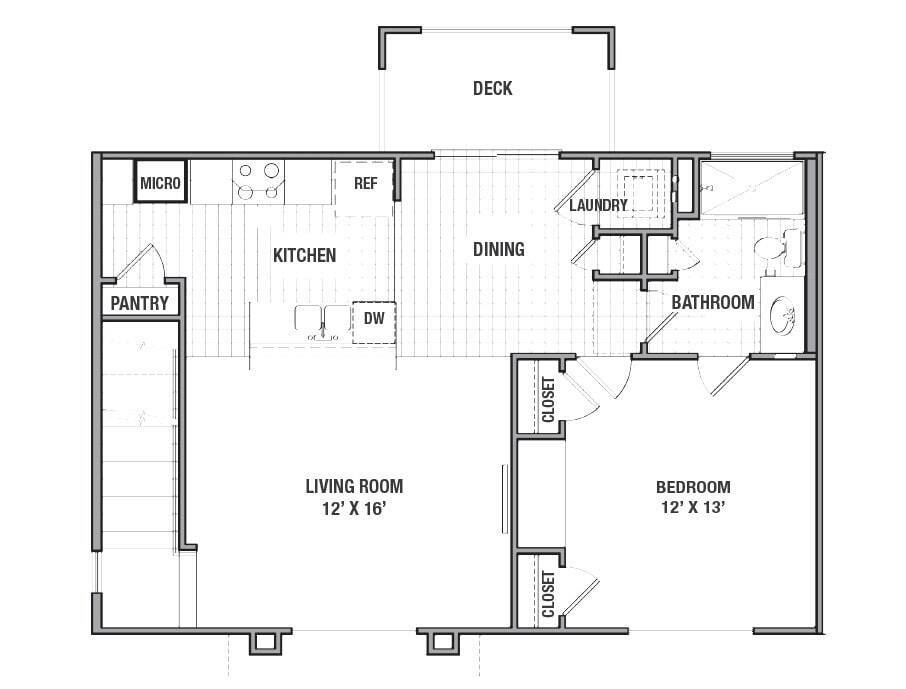 Floor Plan - 1X1 Carriage w/  Attached Gara