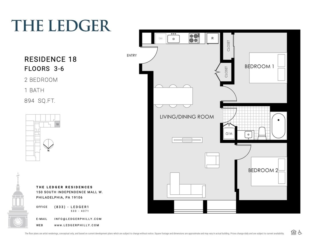 Floor Plan - 18 (Floors 3-6)