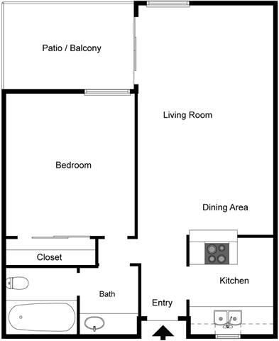 Floor Plan - 1 Bedroom 1 Bath Small