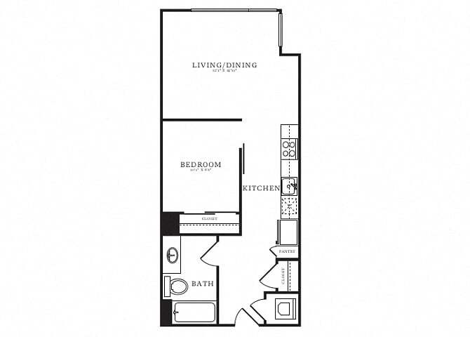 Floor Plan - Jr 1 Bed/1 Bath-B1B.2