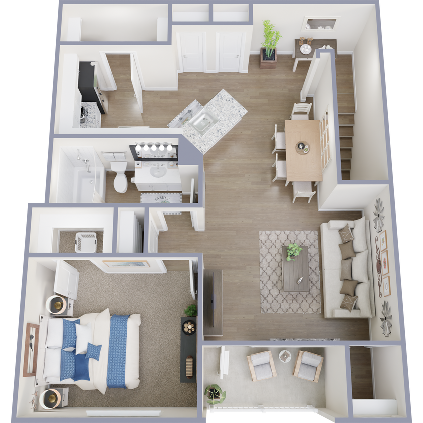 Floor Plan - A4 - 1 Bedroom 1 Bath