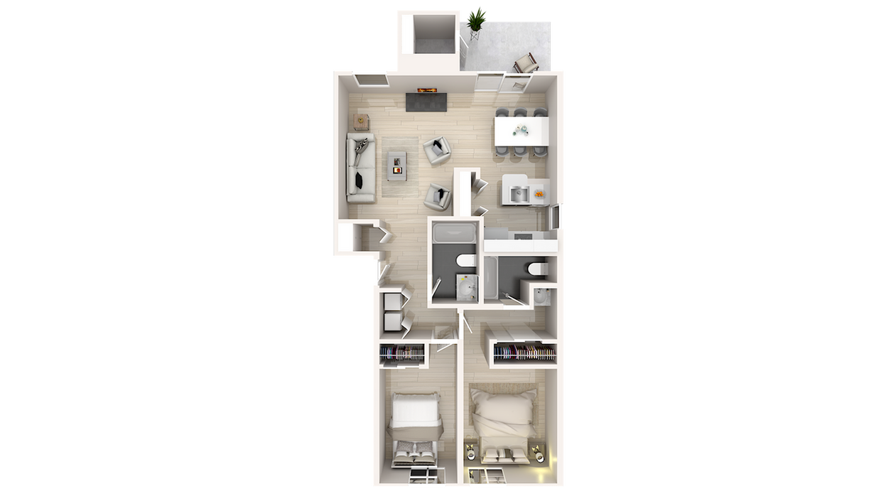 2 Bedroom x 2 Bath - 2 x 2