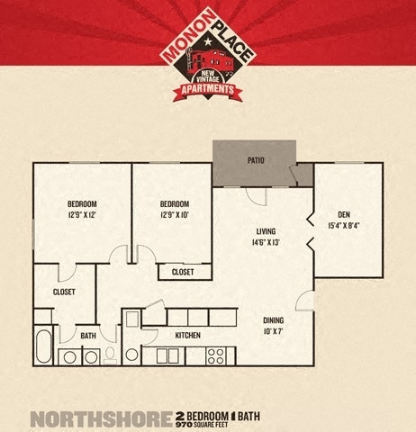 Floor Plan - Monon Place I  - 2 Bedrooms