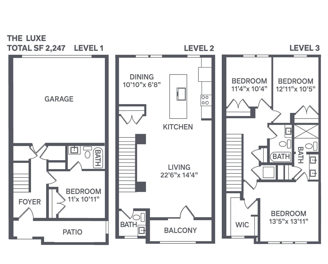 Floor Plan - The Luxe Townhome - Attached Garage