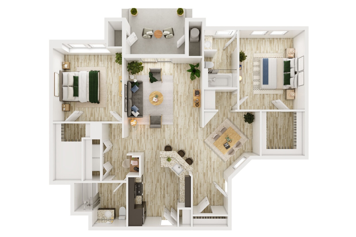 Floor Plan - 2BD 2BTH F4