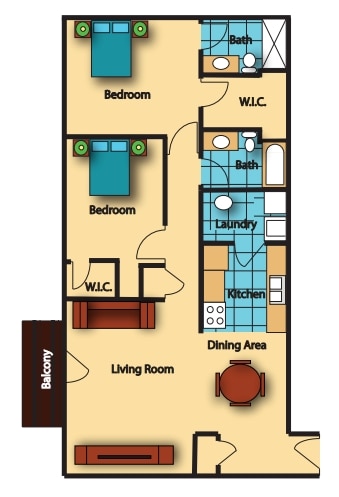 2BR/2BA - 2 Bed 2 Bath