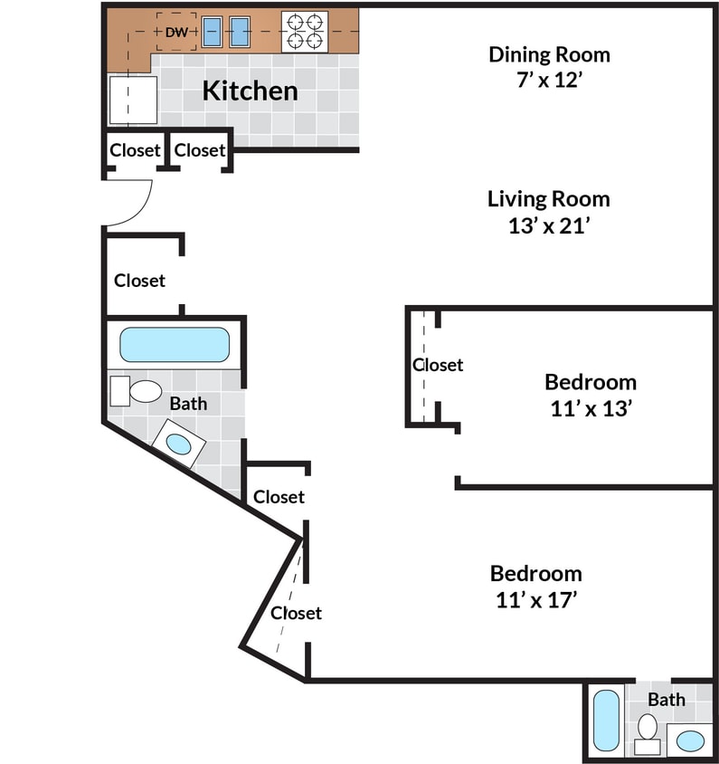 Floor Plan - 2 Bedroom  - 06 Tier