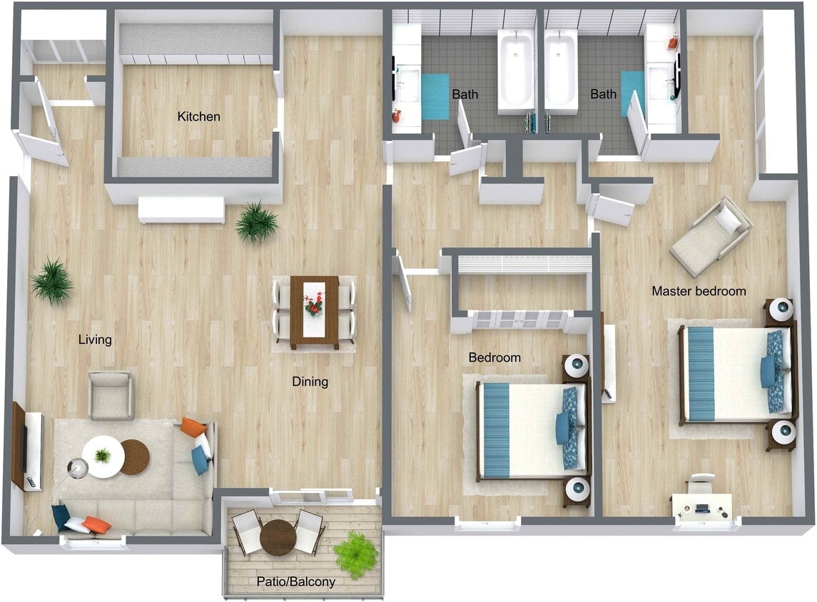 Floor Plan - Maple (2 bed 2 bath)