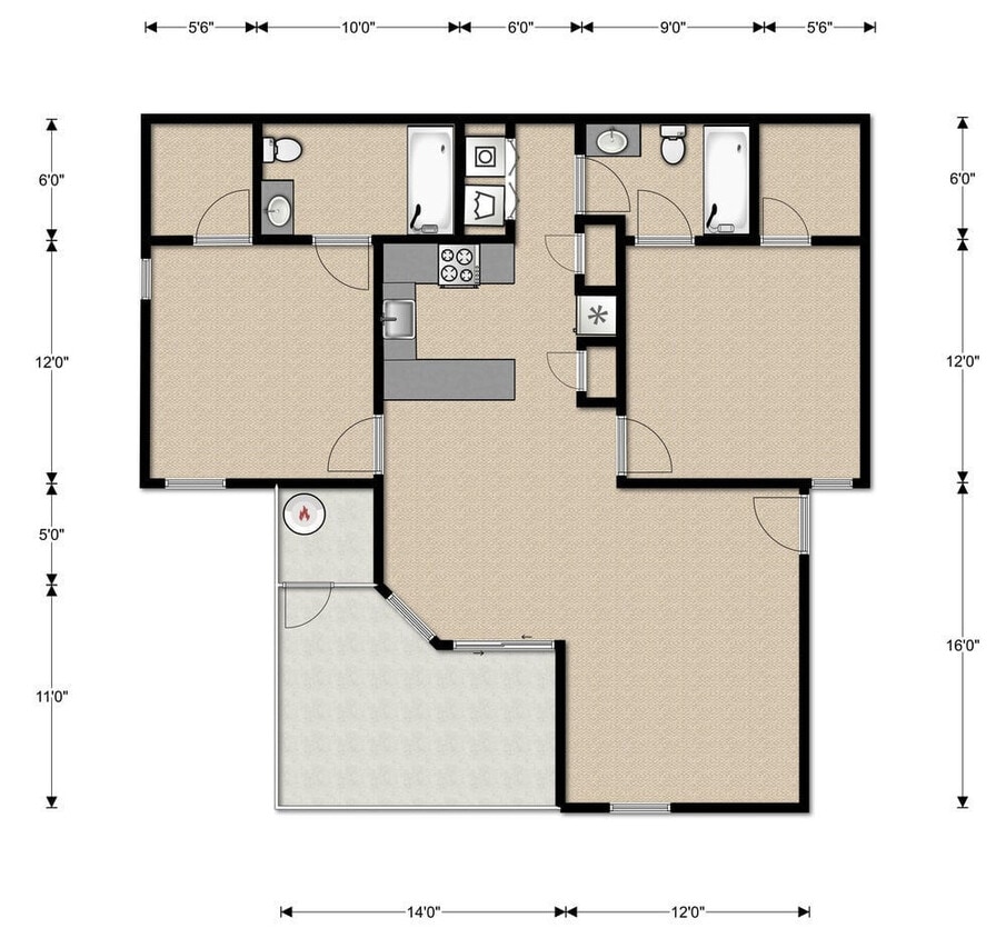 Floor Plan - 2x2
